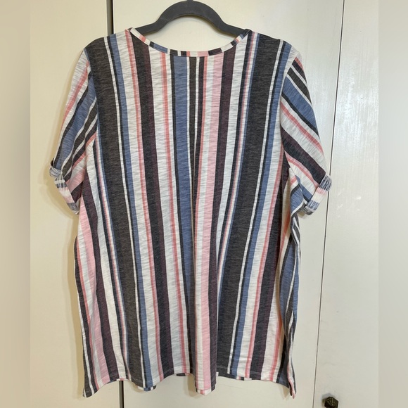 Lane Bryant Pink, Gray and Blue V-Neck Short T-Shirt - Picture 2 of 3
